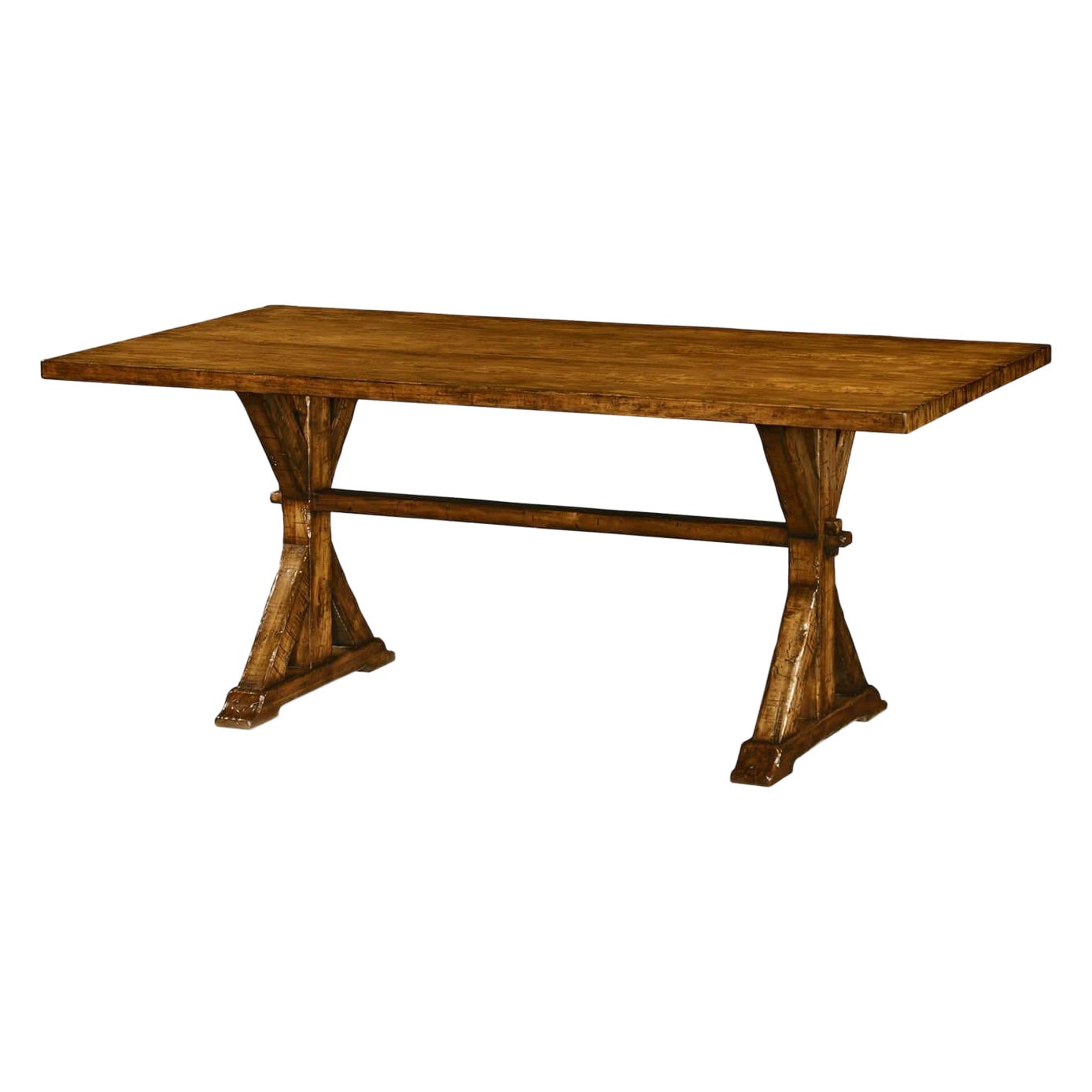 Rustic Country Walnut Refectory Dining Table For Sale