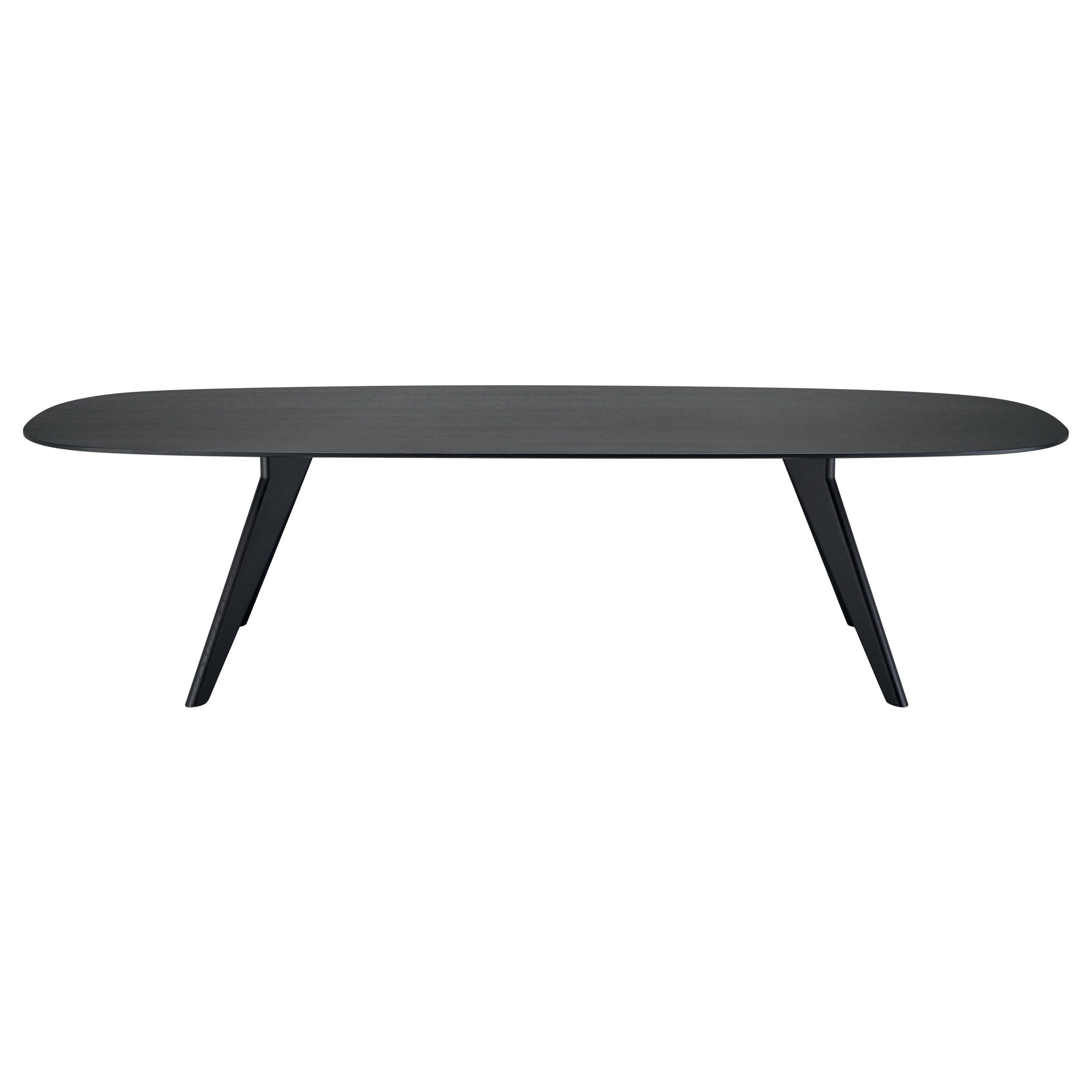 Alias AGO AG9 Oval Table with Dark Oak and Metal Frame in Lacquered Steel 