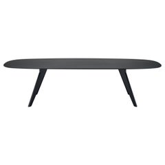 Alias AGO AG9, ovaler Tisch aus dunklem Eichenholz und lackiertem Metallrahmen 