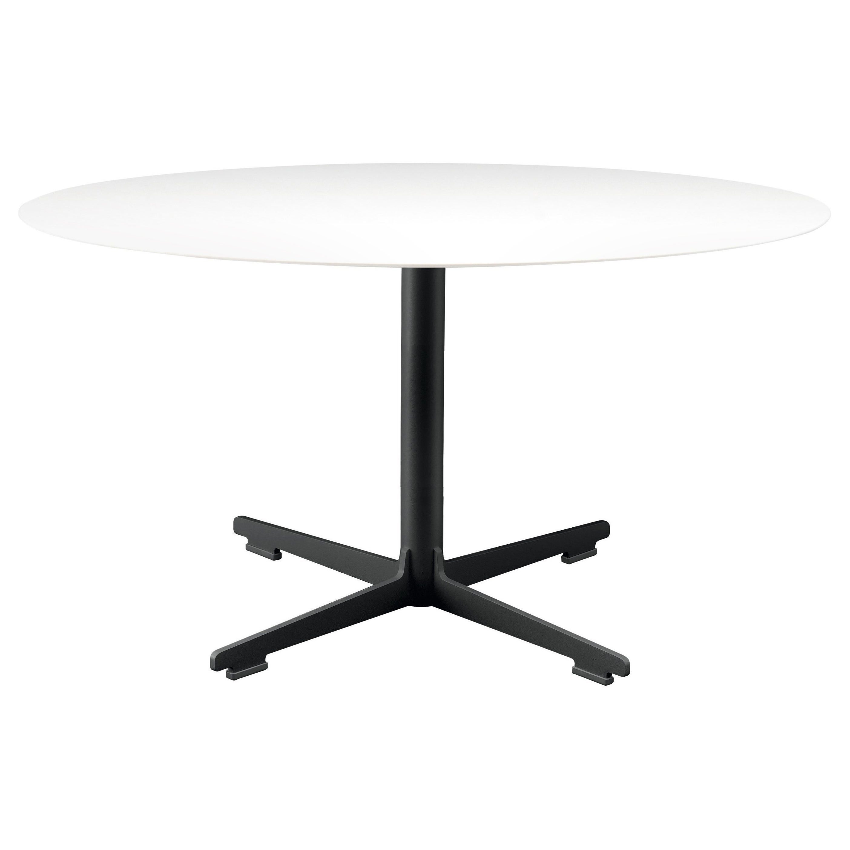 Alias Small 573 Cross Table with White Top and Black Lacquered Steel Base For Sale