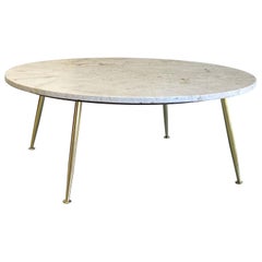 Robsjohn Gibbings Style Marble and Brass Coffee Table