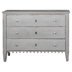French Painted Antique Chest of Drawers with Scalloped Apron 2 Available