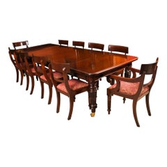 Antique Flame Mahogany Extending Dining Table & 10 Chairs 19th Century
