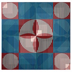 Gabe Silverman 1980s Geometric Abstract Op Art Painting