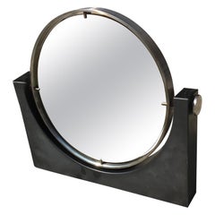 Angelo Mangiarotti Mirror 1960 Ardesia Metal Crome Mirror, Italy 