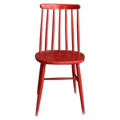 Retro Mid-Century Modern Northern Europe Red Wooden Chair, 1960s