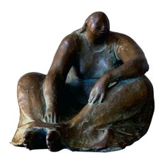 Vintage Francisco Zuniga Bronze Sculpture, 1965, "Juchiteca Sentada"