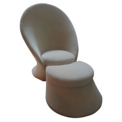 Italian Post Modern Gio Ponti Inspired Sculptural Chair and Ottoman