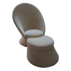 Italian Gio Ponti Inspired Sculptural Chair and Ottoman