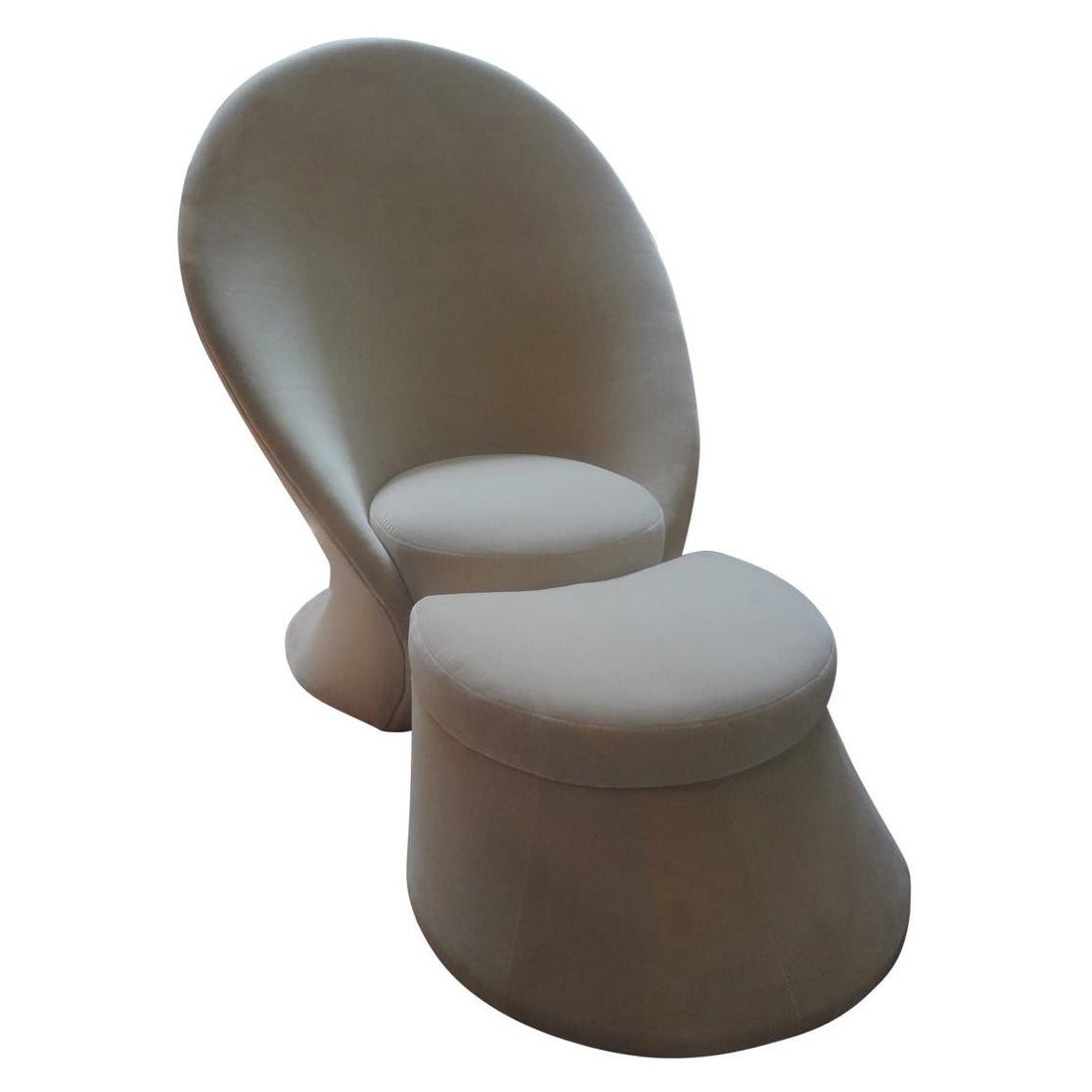 Italian Gio Ponti Inspired Sculptural Chair and Ottoman For Sale