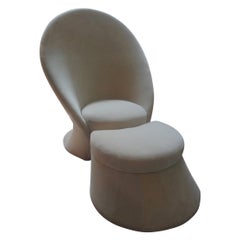 Italian Gio Ponti Inspired Sculptural Chair and Ottoman