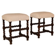 Pair of 19th Century Upholstered Stools
