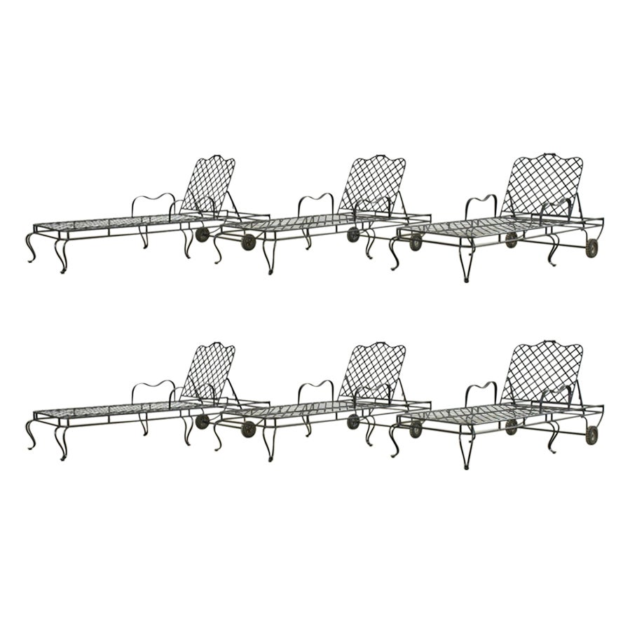 Set of Six Rose Tarlow Style Twig Iron Garden Chaise Lounges