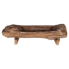 Primitive Hand Hewn Wooden through with Stand