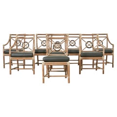 Set of Eight McGuire Target Design Leather Dining Chairs 