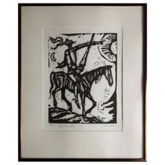 Irving Amen Don Quixote Modern Signed Woodcut 30/250 Framed