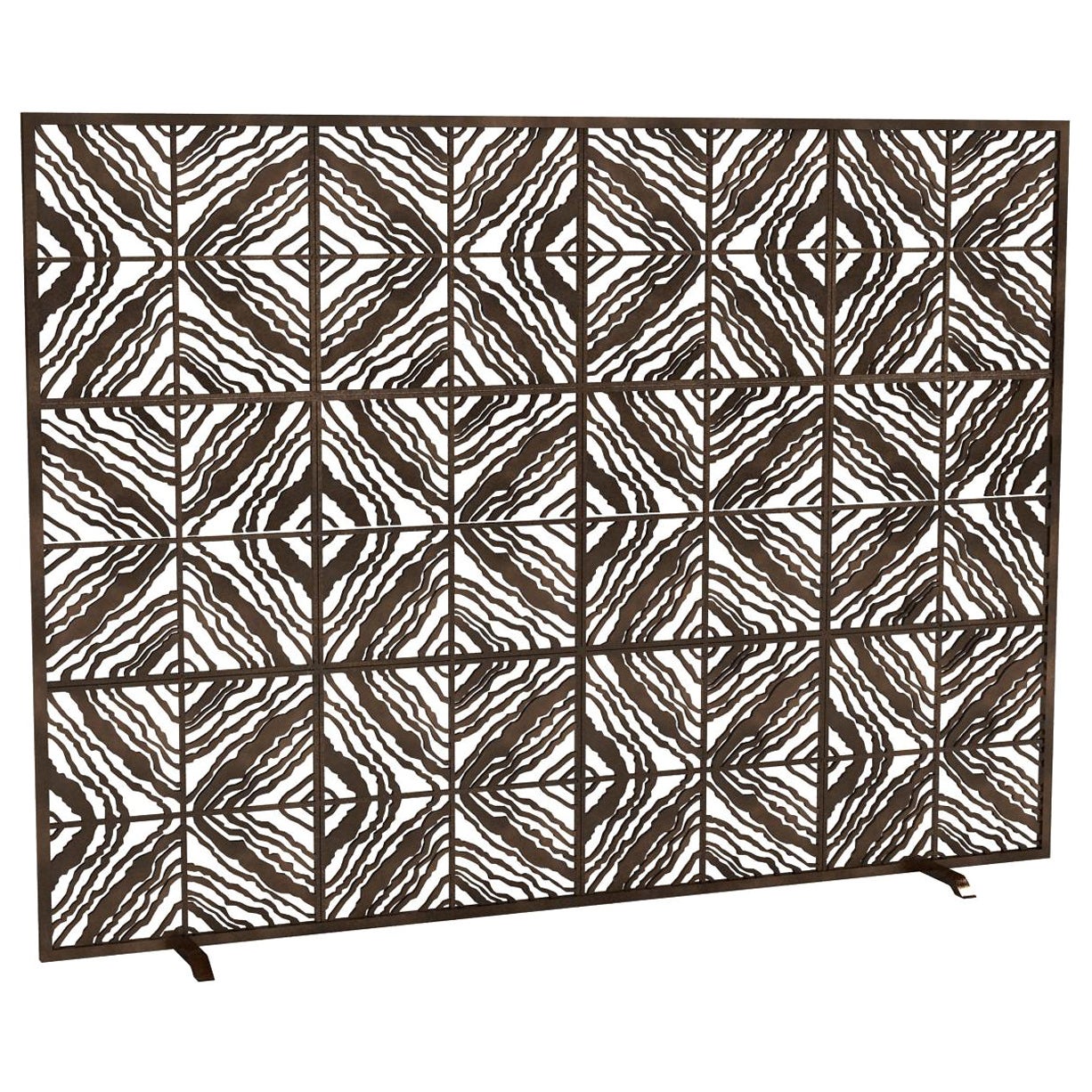 Tapestry Fireplace Screen in a Hand Painted Tobacco Finish For Sale