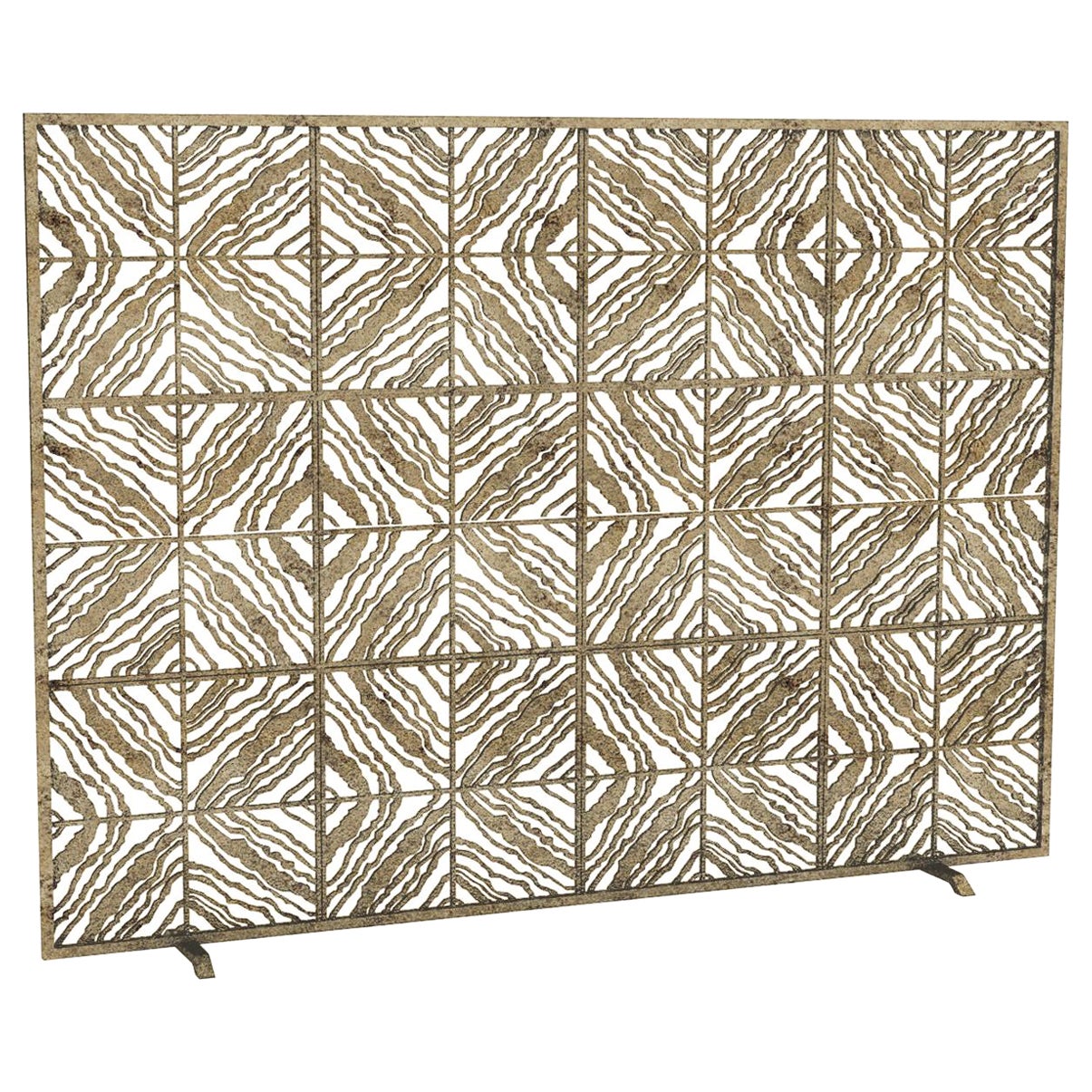 Tapestry Fireplace Screen in a Hand Painted Aged Silver Finish For Sale