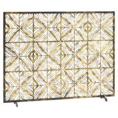 Tapestry Fireplace Screen in Hand Painted Aged Gold
