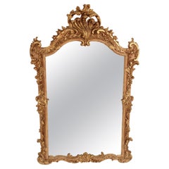 Antique Louis XV Style Partial Gilt Wall Mirror