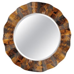 Elegant Postmodern Hand-Cut Shell Round Mirror