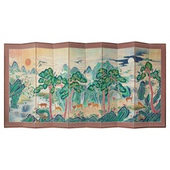Korean Asian Large Long Life Byobu Byeongpung Shipjangsaengdo Ten Panel Screen