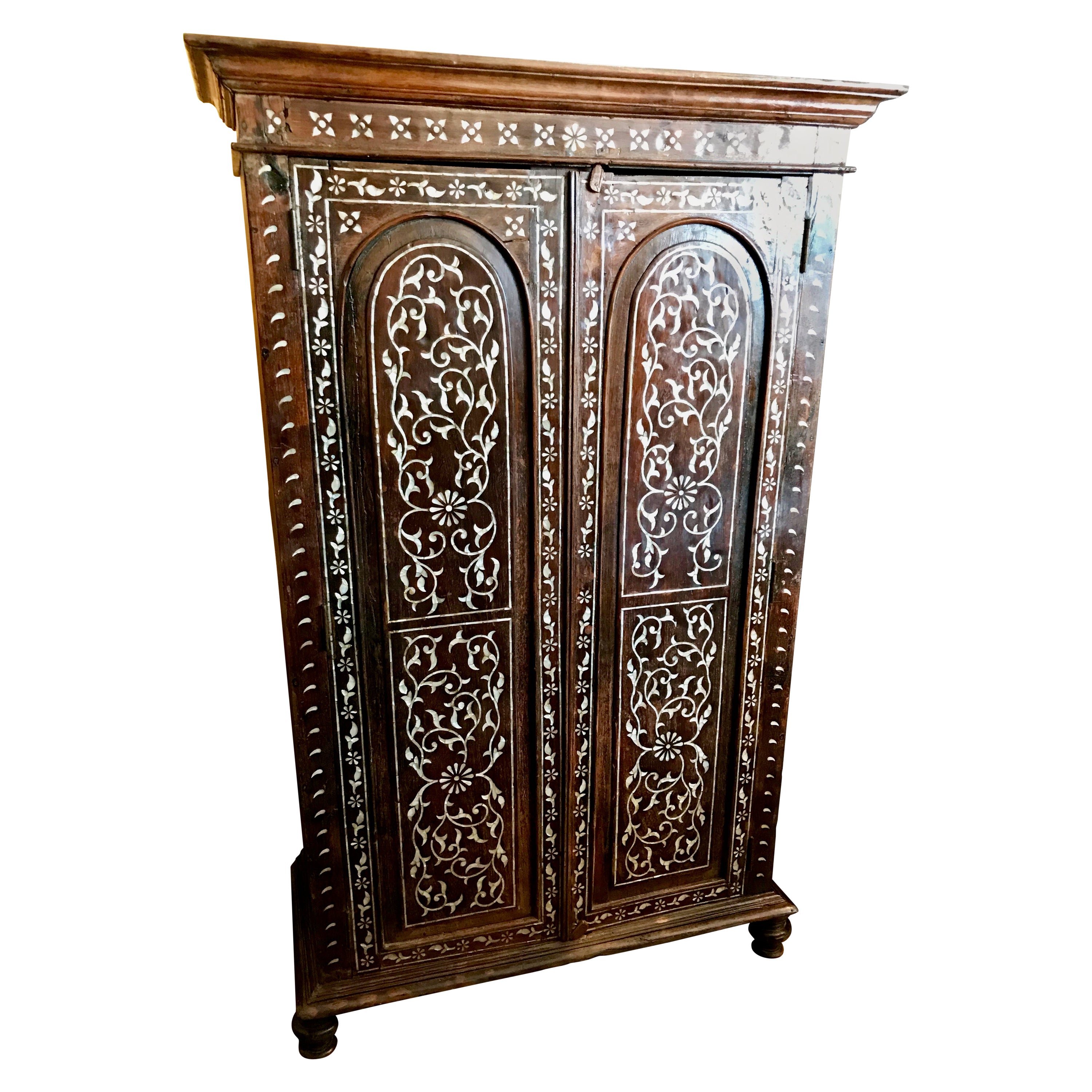 19th Century Anglo, Indian Inlaid Armoire