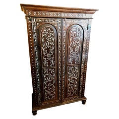Antique 19th Century Anglo, Indian Inlaid Armoire