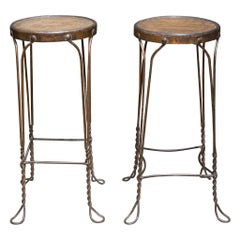 Antique Late 19th/Early 20th c. Ice Cream Parlor Copper Plated Wire Stools c.1890-1910