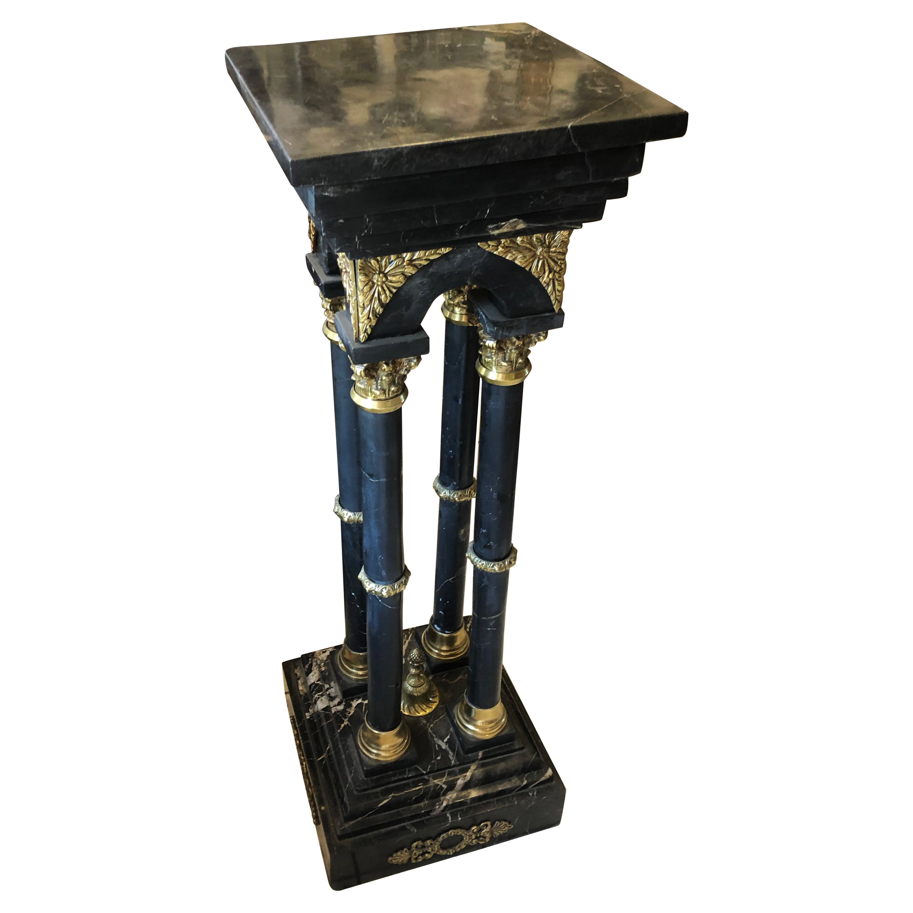 Incredible Neo Classical Marble and Bronze Pedestal For Sale