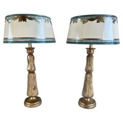Pair of Silver Gilt Italian Lamps W/ Parchment Shades