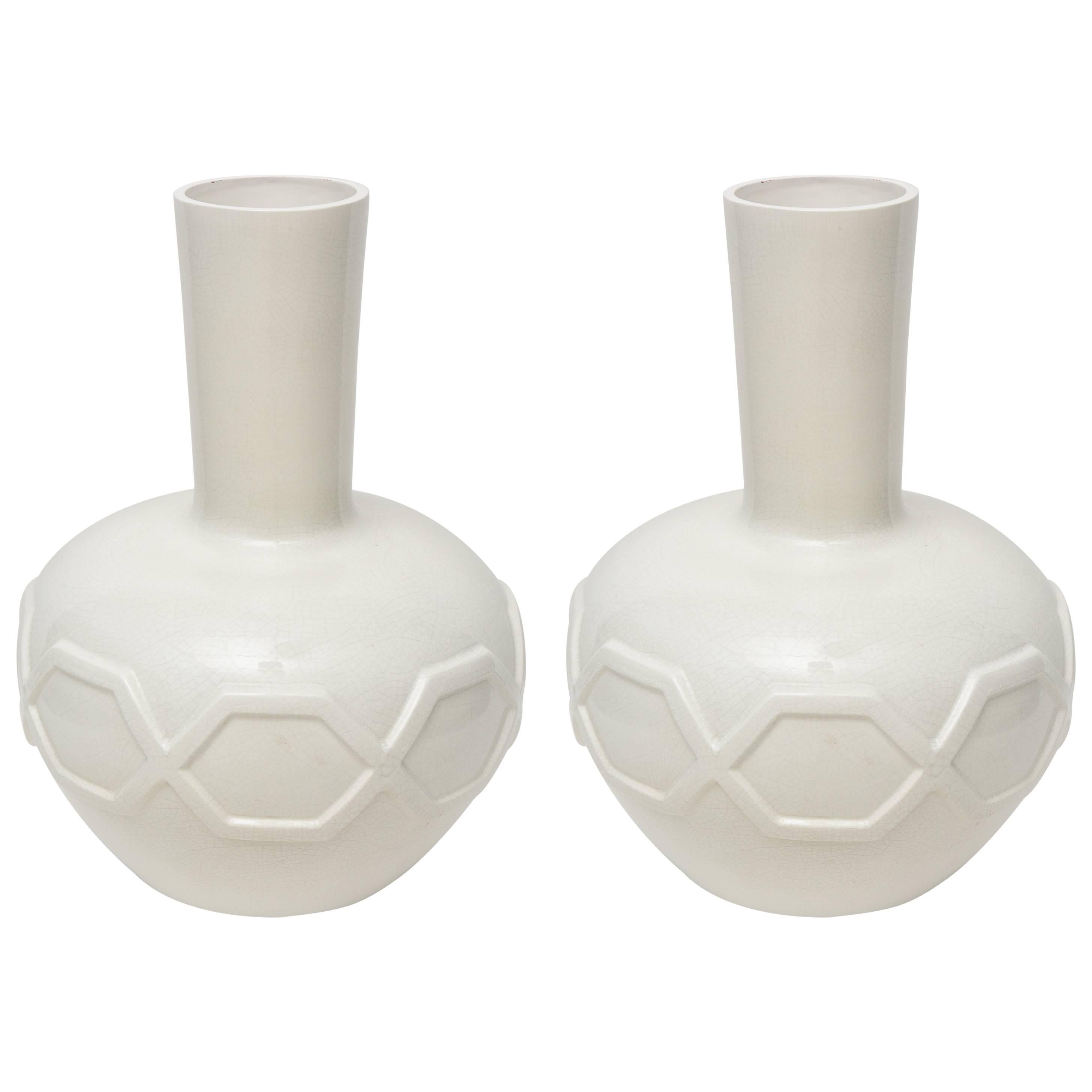 Monumental Pair of Italian Modern Ceramic Vases
