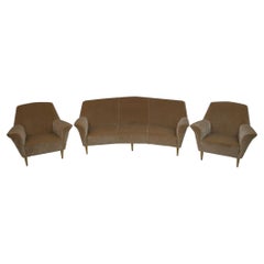 Ico Parisi Mid-Century Modern Two Armchairs and Curved Sofa for Ariberto Colombo