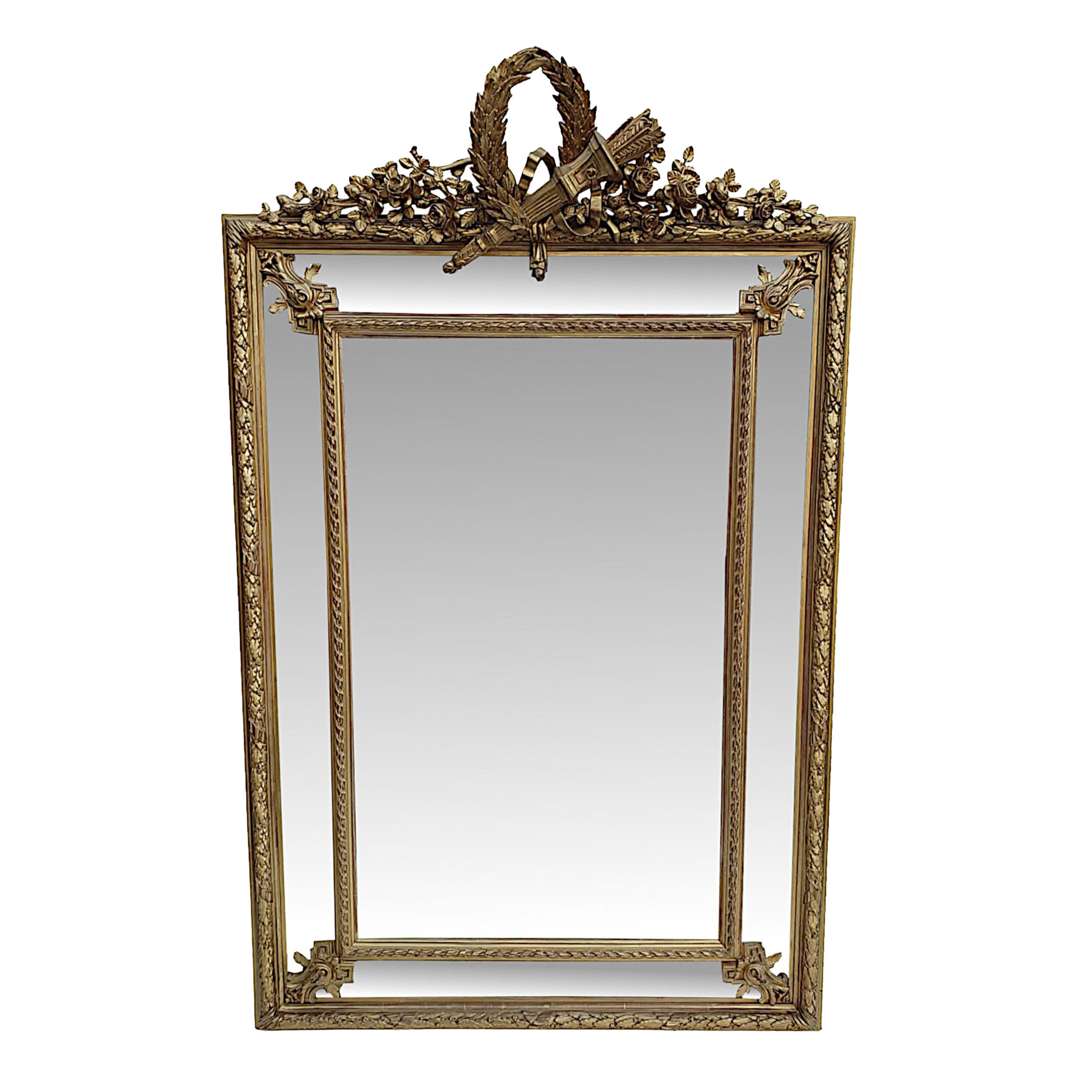 Superbe miroir de chevet ou d'entrée en bois doré du 19ème siècle