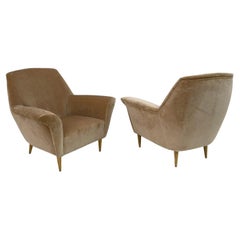 Pair of Ico Parisi Mid-Century Modern Curved Armchairs for Ariberto Colombo, 50s