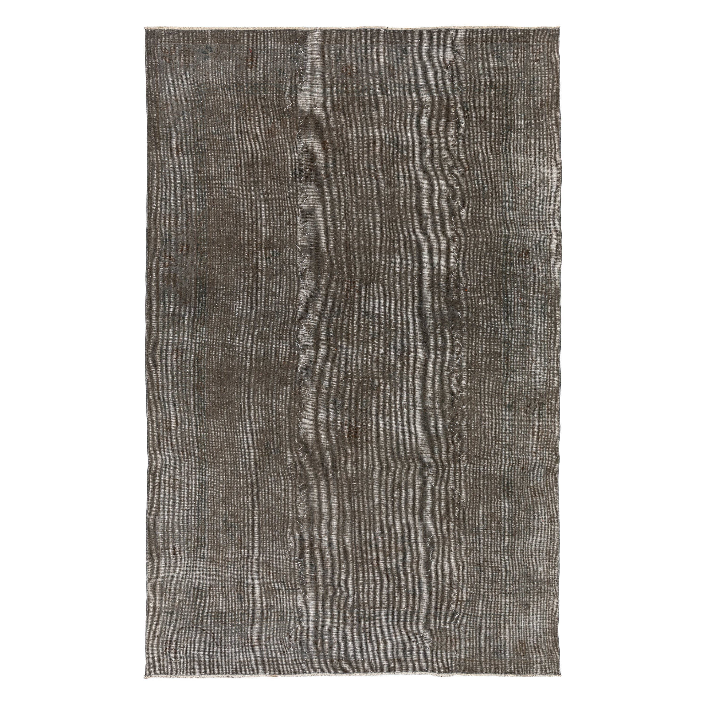 6.7x9.9 Ft Vintage Wool Area Rug in Gray for Living Room, Hand Knotted in Turkey