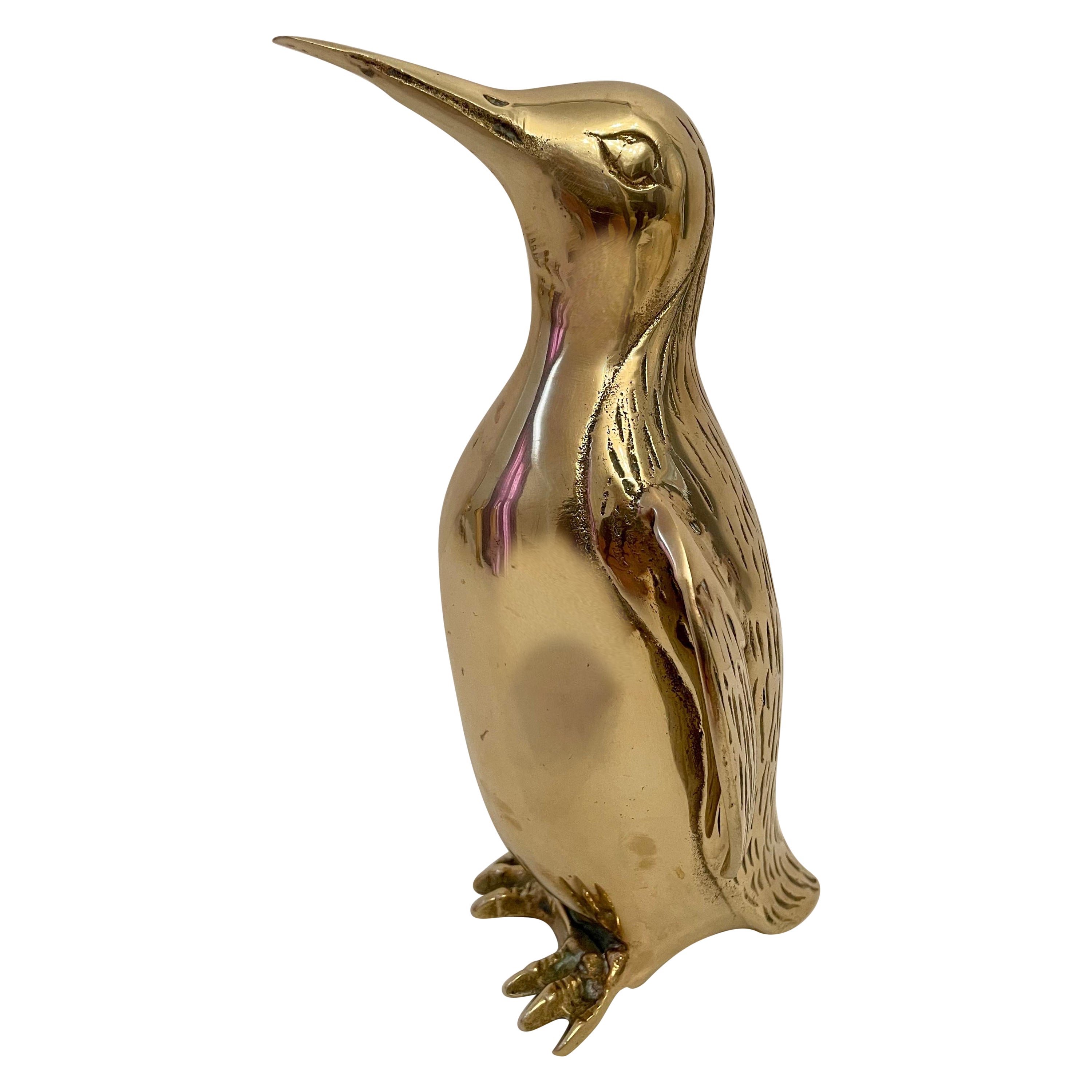 Sculpture de pingouin en laiton vintage Hollywood Regency