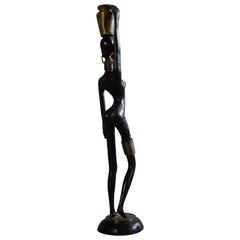 Sensual Mid-Century Modern Female Black and Gold Sculpture