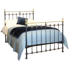 Antique Double Brass & Iron Bed in Black, MD126