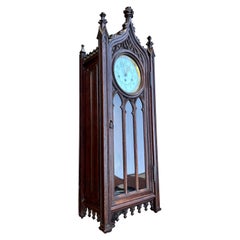 Unique, Large and Hand Carved Gothic Revival Carillon Sound Wall Clock, ca 1900