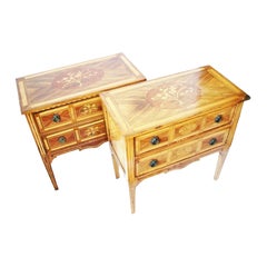Fine Pair of Continental Louis XVI Style Marquetry Commodes, Mid 20th Century