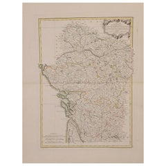 Antique 1771 Bonne Map of Poitou, Touraine and Anjou, France, Ric.a015