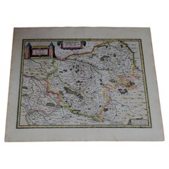 1633 map, entitled "La douche de Berry, " Original Hand Colored Ric.0005