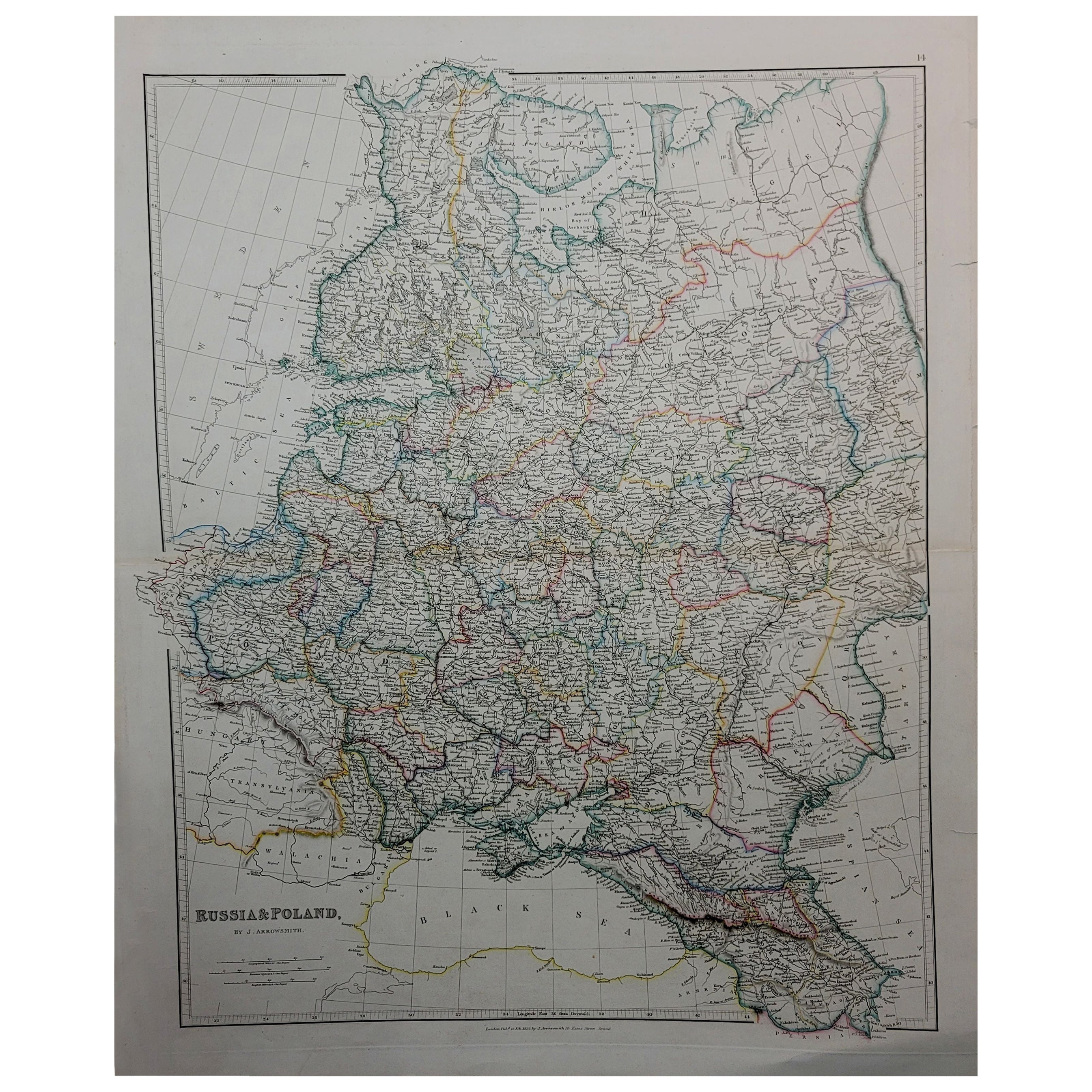 1832 Large Map "Russian & Poland" Ric. R0012 For Sale