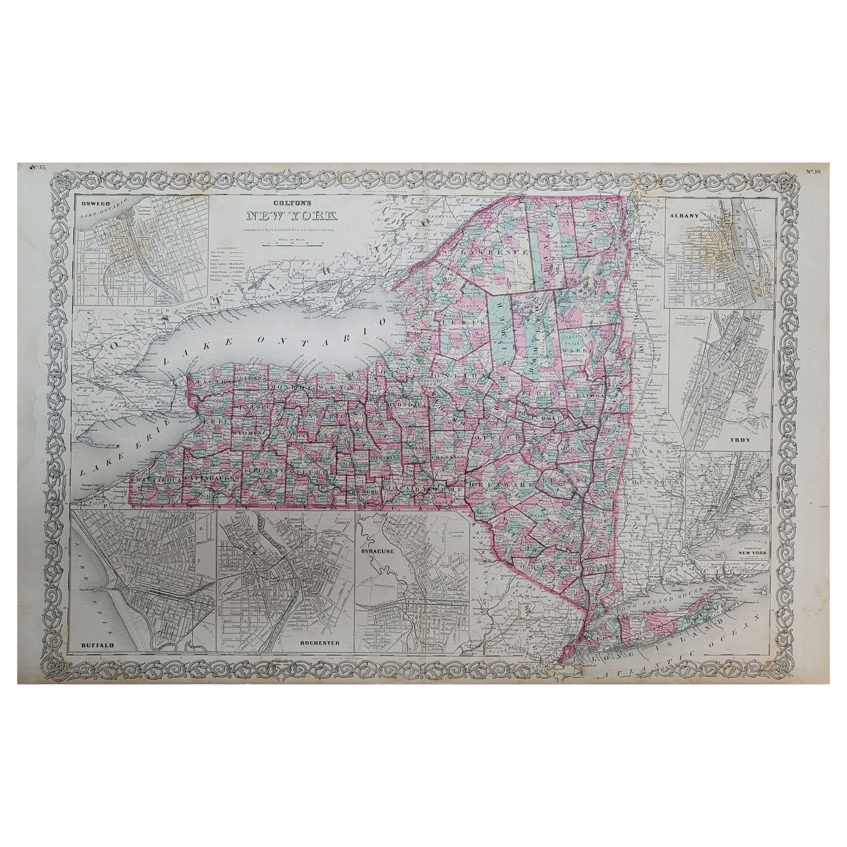 1858 Colton's Karte von New York, Ric.B011