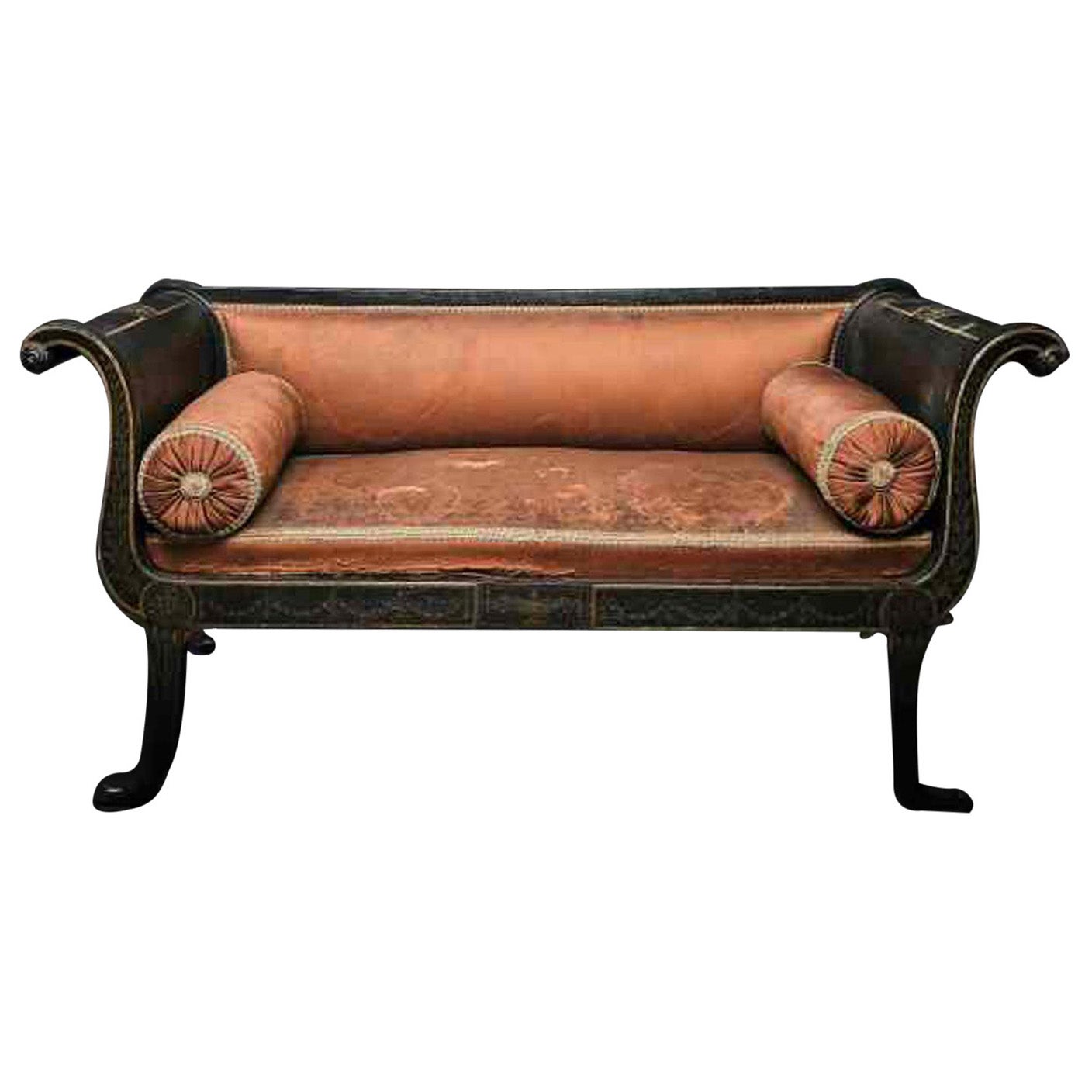 Beautiful Bench Finely Painted in Grisaille, Northern Europe, Early 19th Century For Sale