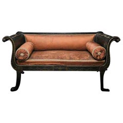 Antique Beautiful Bench Finely Painted in Grisaille, Northern Europe, Early 19th Century