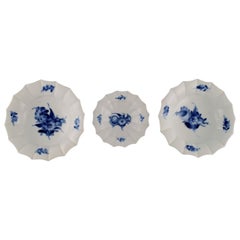 Three Royal Copenhagen Blue Flower Angular Bowls