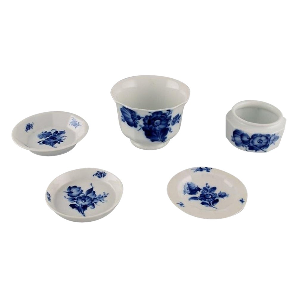 Royal Copenhagen Blue Flower Angular, Two Bowls and Three Small Dishes For Sale