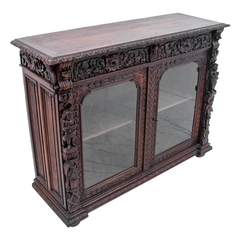 Carved Glass Cabinet, France, circa 1880 For Sale